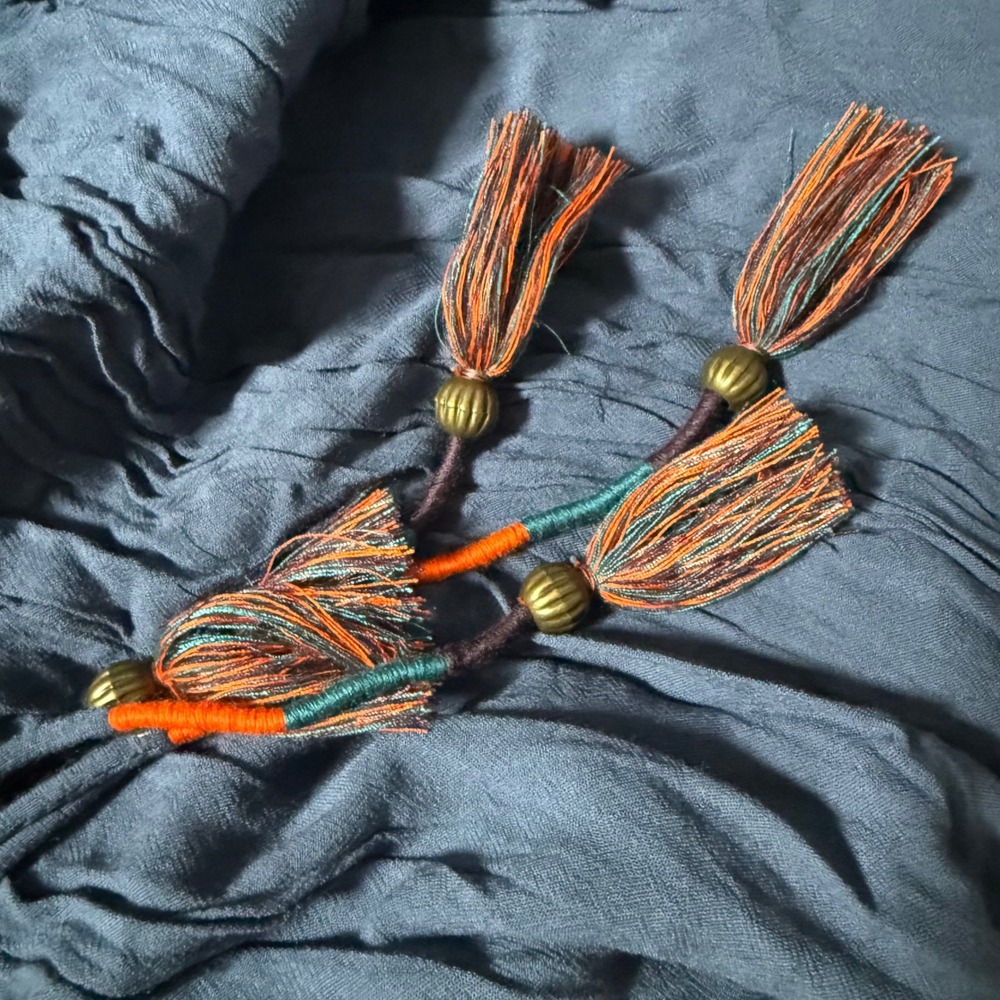 Anthropologie Holding Horses Mini Dress tie dye ombré tassel 2P fit and flare SM - Picture 5 of 11